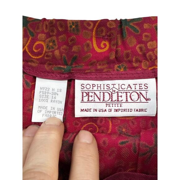Vintage Sophisticates Petites Pendleton Red Gold Abstract Design Skirt Size 16 - Picture 5 of 7